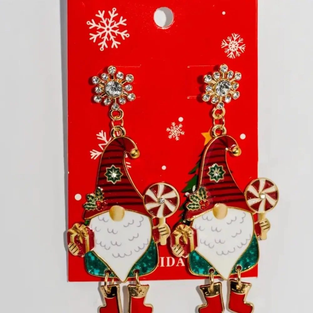NWT! Christmas Holiday Gnome Earrings with Moving Legs!